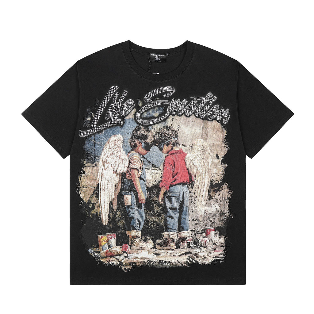 MIXED EMOTION Angel Graphic Short-Sleeve T-Shirt