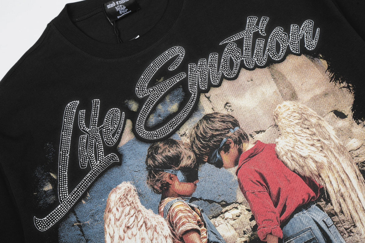 MIXED EMOTION Angel Graphic Short-Sleeve T-Shirt
