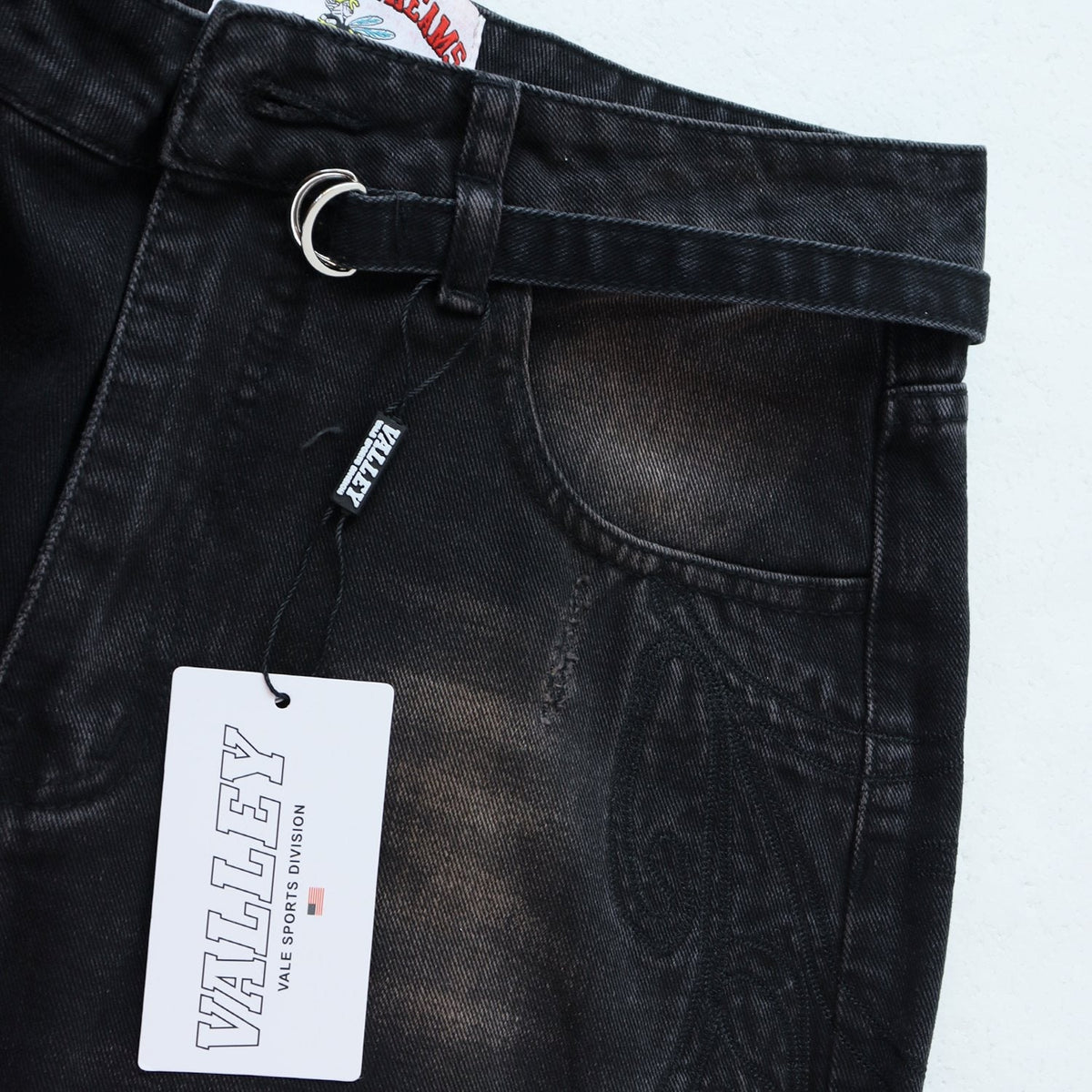 Valley Dreams Black Washed Splatter Wide-Leg Jeans