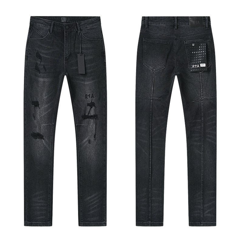 R+A Washed Distressed Black Jeans