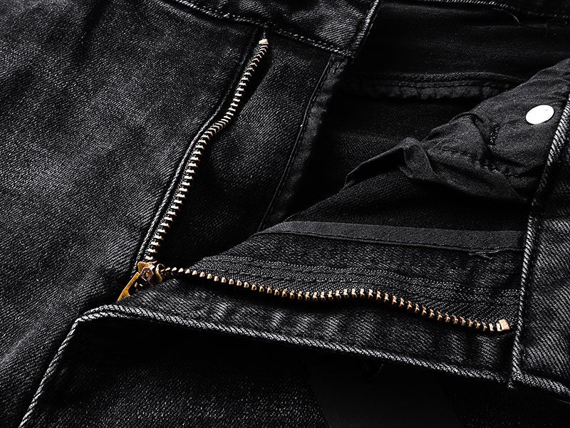 R+A Washed Distressed Black Jeans