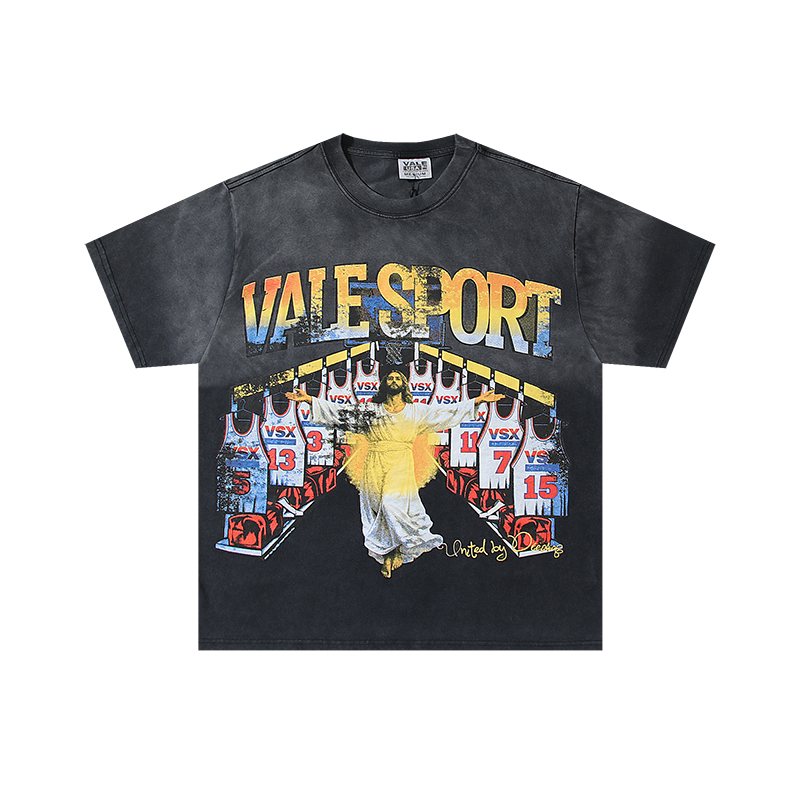 VALE USA Washed Black Sport Graphic T-Shirt