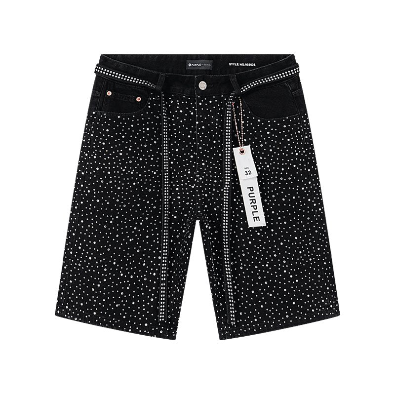 Purple Brand Rhinestone Denim Shorts