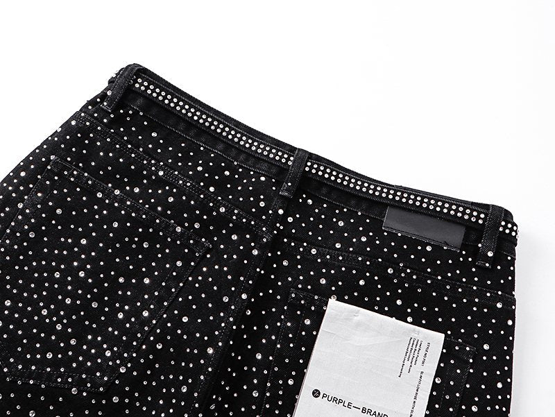 Purple Brand Rhinestone Denim Shorts