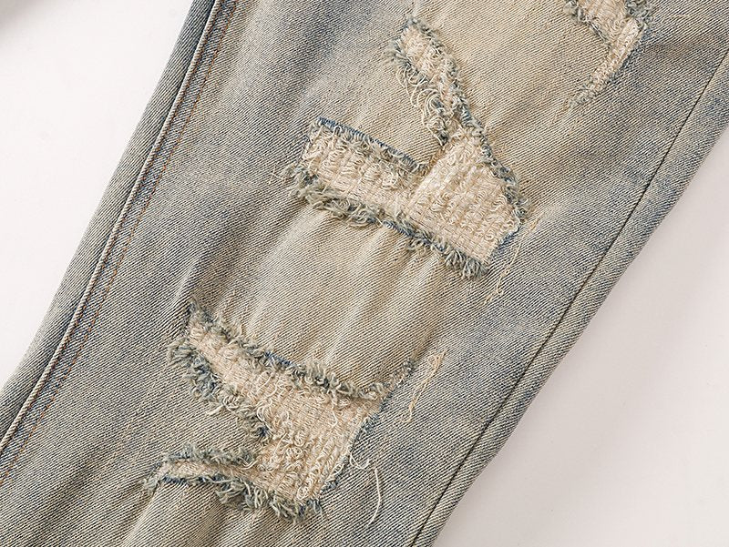 VALABASAS Light Blue Distressed Repair Jeans