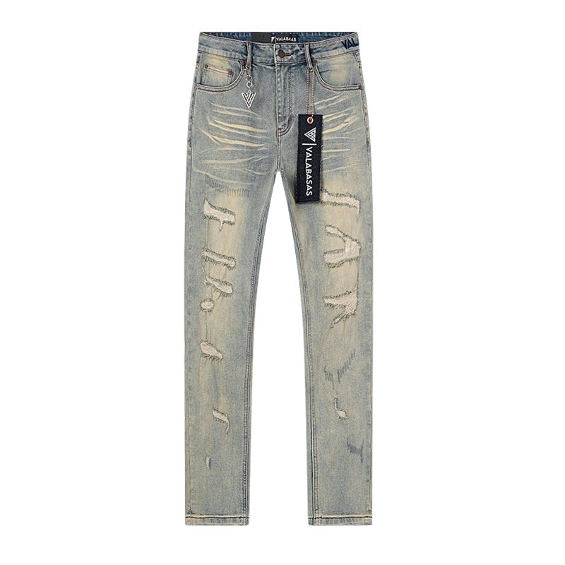 VALABASAS Light Blue Distressed Repair Jeans