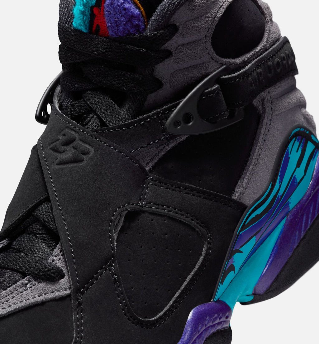 Air Jordan 8 Retro Aqua Grade School Lifestyle Shoe – Black/Multi Color/Bright Concord
