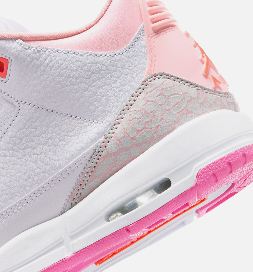 Air Jordan 3 Retro Spring Flowers Grade School Lifestyle Shoes - Pearl Pink/Pink Bloom/Pink Glow/Hyper Orange