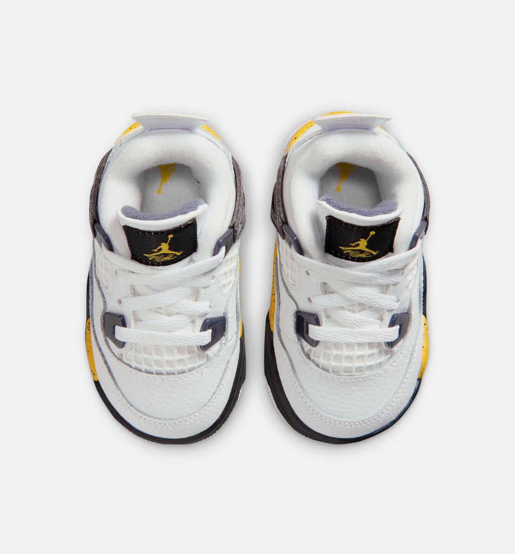 Air Jordan 4 Retro "Rare Air" Tour Yellow Infant/Toddler Lifestyle Shoes – White/Dark Blue Grey/Black/Tour Yellow