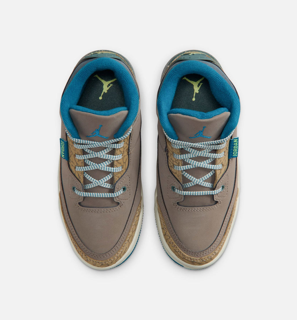 Air Jordan 3 Retro Olive Grey – Preschool Lifestyle Shoe in Olive Grey/Green Abyss/Khaki/Sea Glass