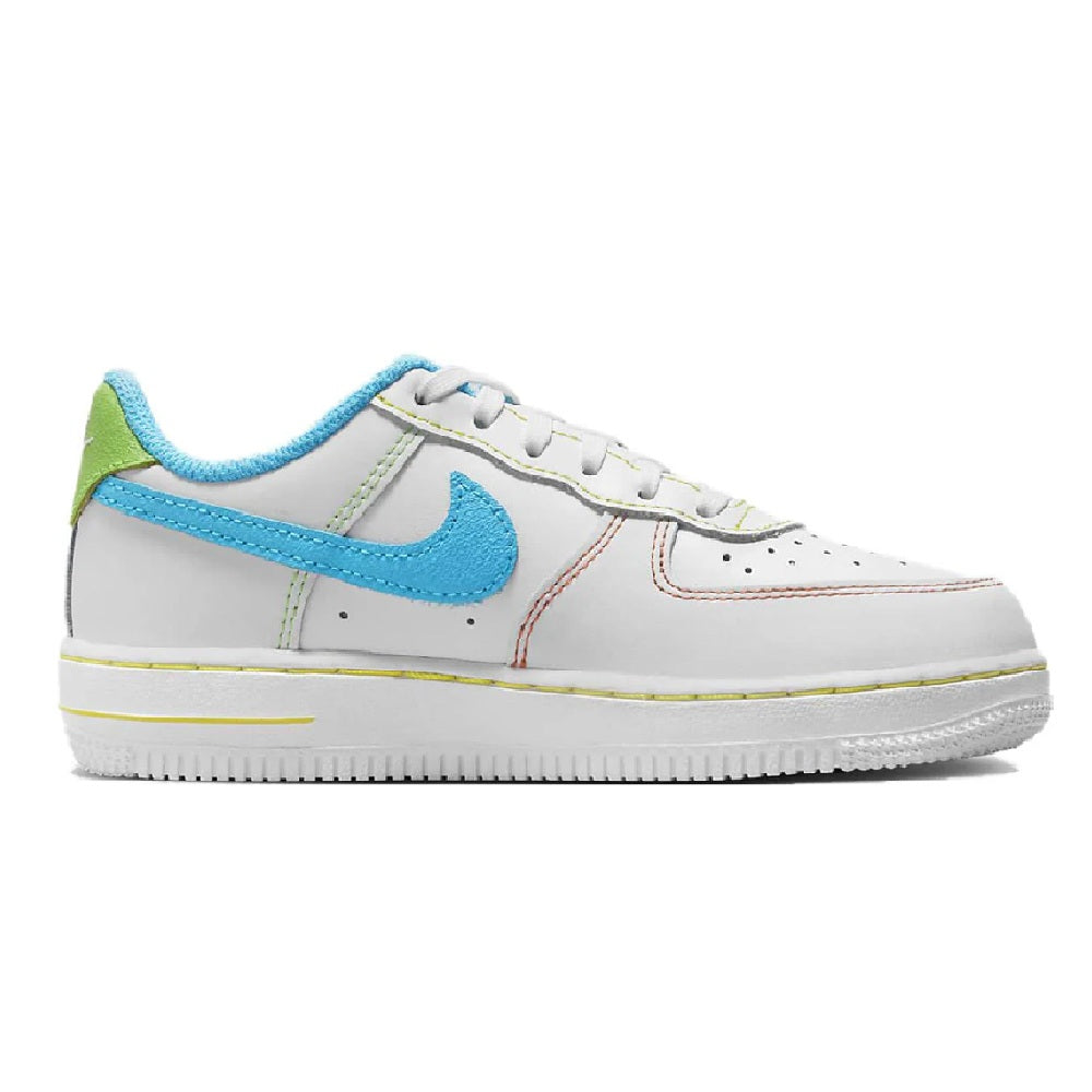 Little Kid's Nike Force 1 LV8 BP White/Baltic Blue-Action Green (FJ4807 100)