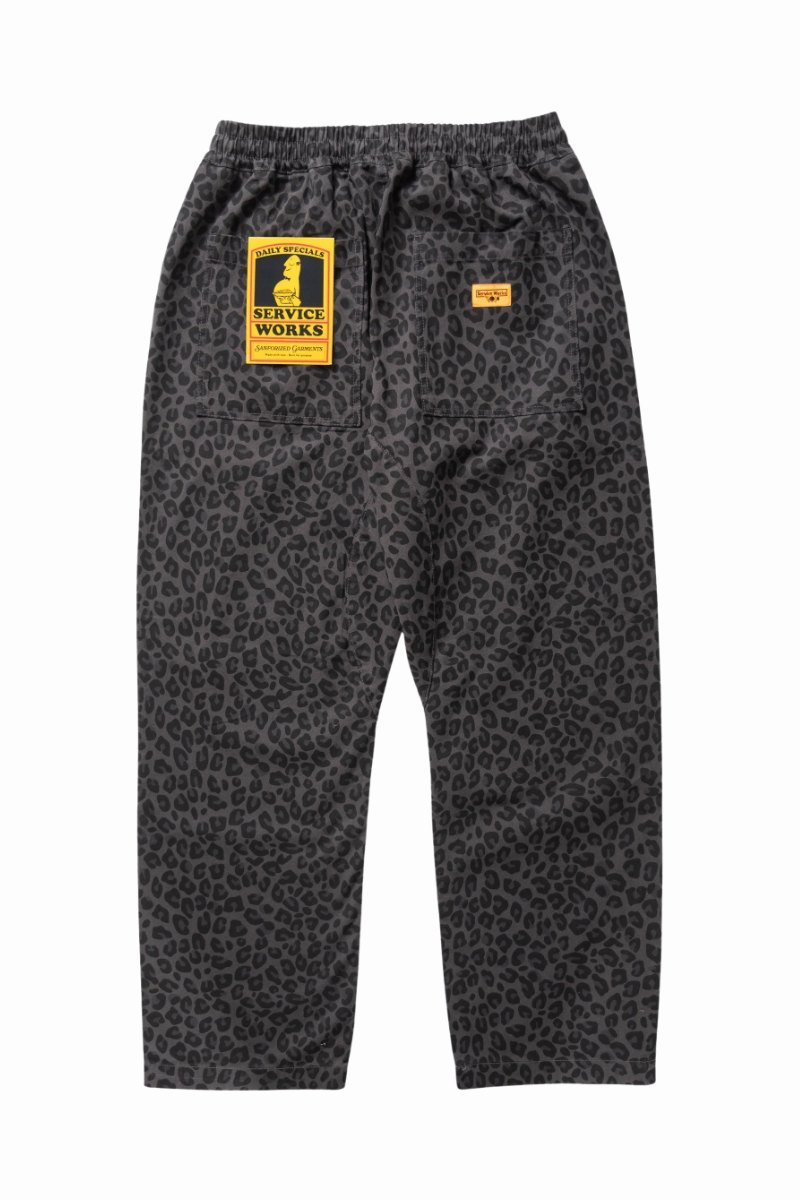 SERVICE WORKS PATTERNED EASY CHEF PANTS Black Leopard