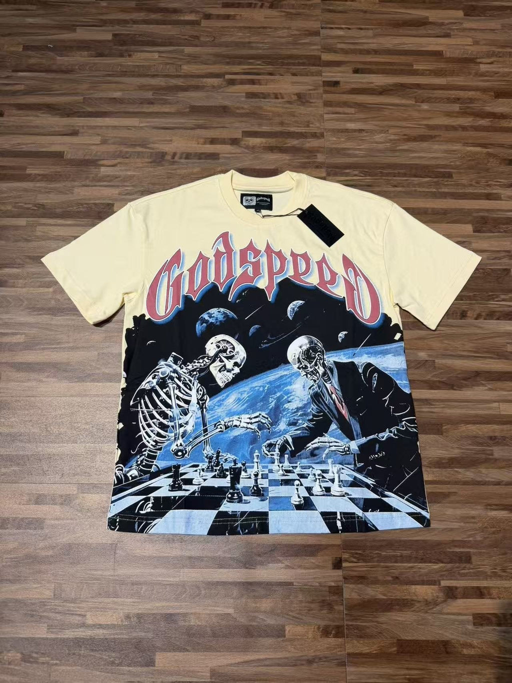 Godspeed Skeleton Chess Graphic T-Shirt
