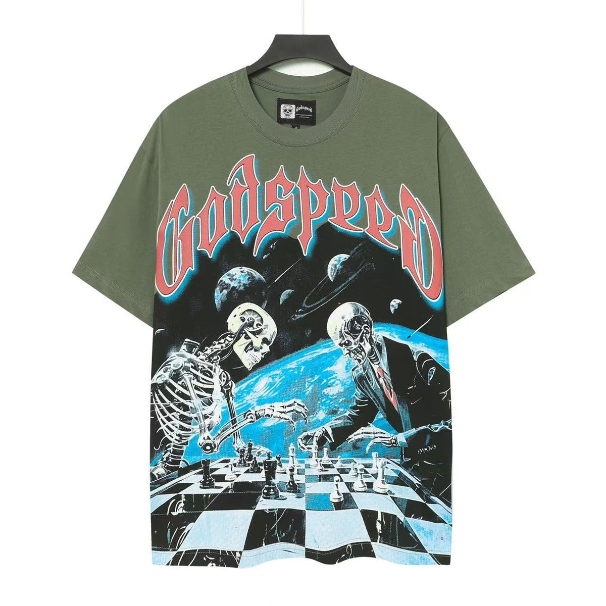 Godspeed Skeleton Chess Graphic T-Shirt