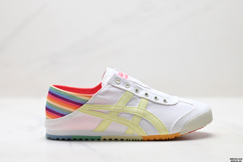Onitsuka Tiger Retro Low Top White Pastel Rainbow Unisex Shoes Style 04