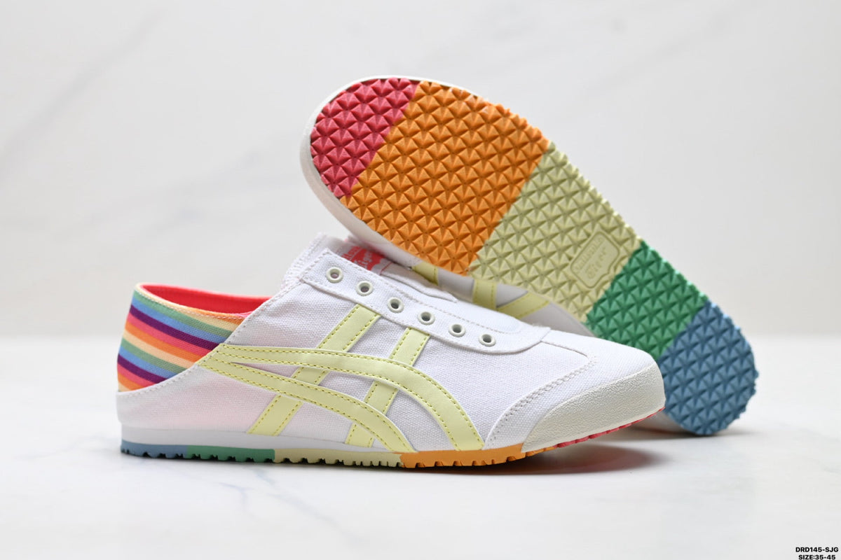 Onitsuka Tiger Retro Low Top White Pastel Rainbow Unisex Shoes Style 04