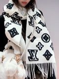 Louis Vuitton White and Black Graphic Scarf