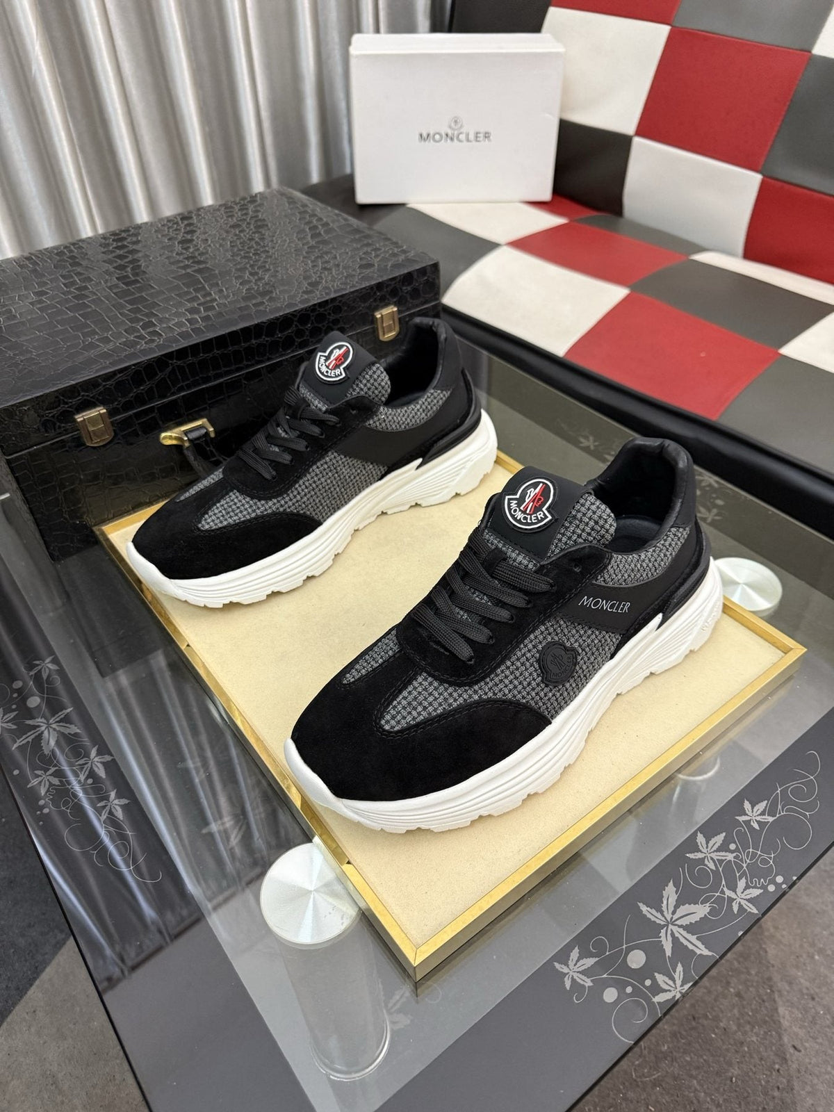 Moncler Mesh-Panel Chunky Sole Sneakers