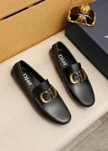 Dior Black Gold-Tone Hardware Loafers