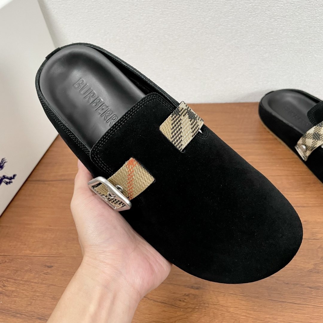 Burberry Check Buckle Slide Sandals