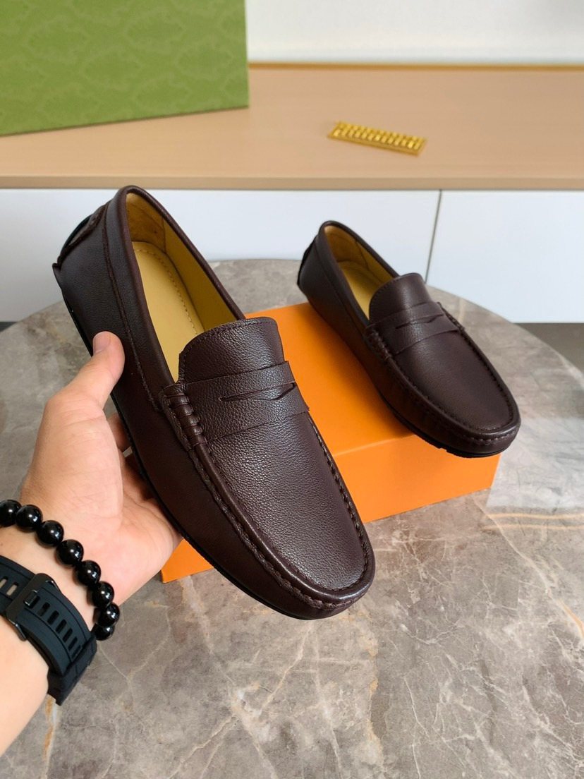 Men's Brown Moc-Toe Slip-On Loafers