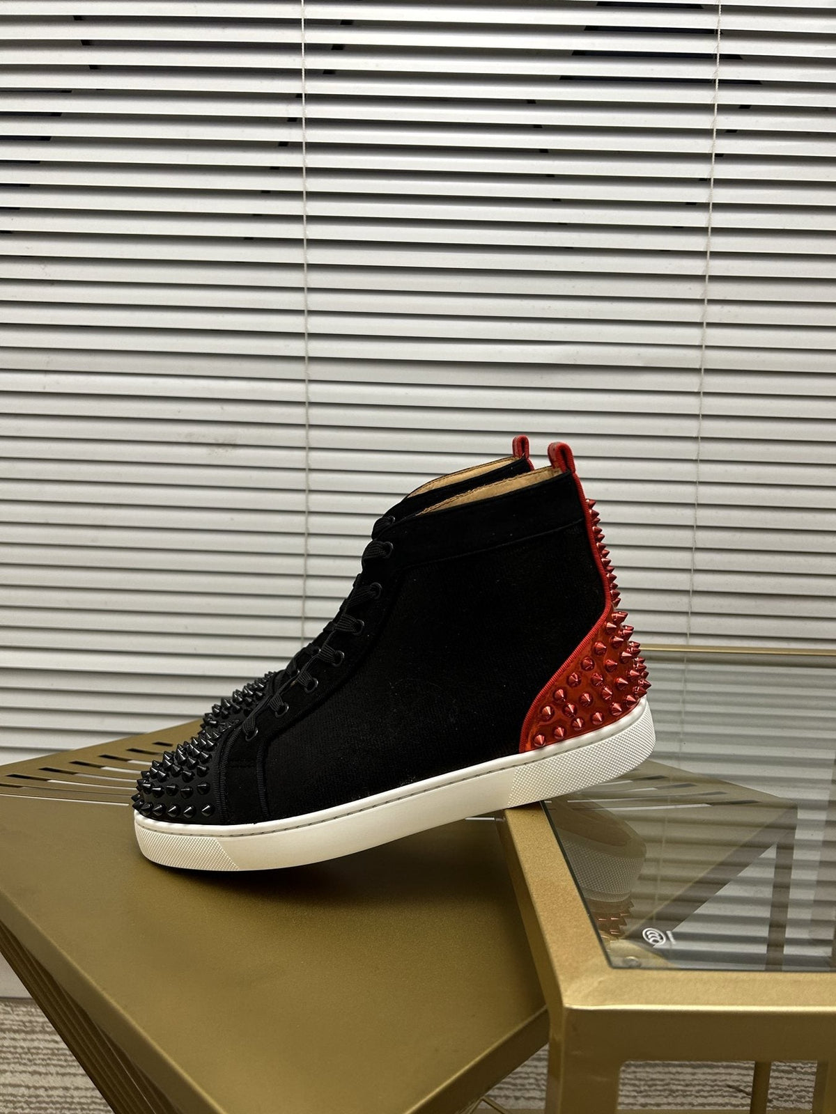 Christian Louboutin Perforated Toe High-Top Sneakers
