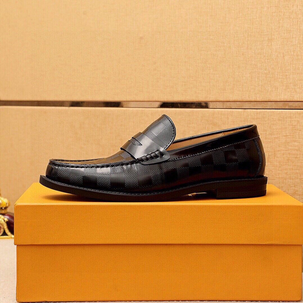 Louis Vuitton Checkerboard Penny Loafers - Black and Dark Brown