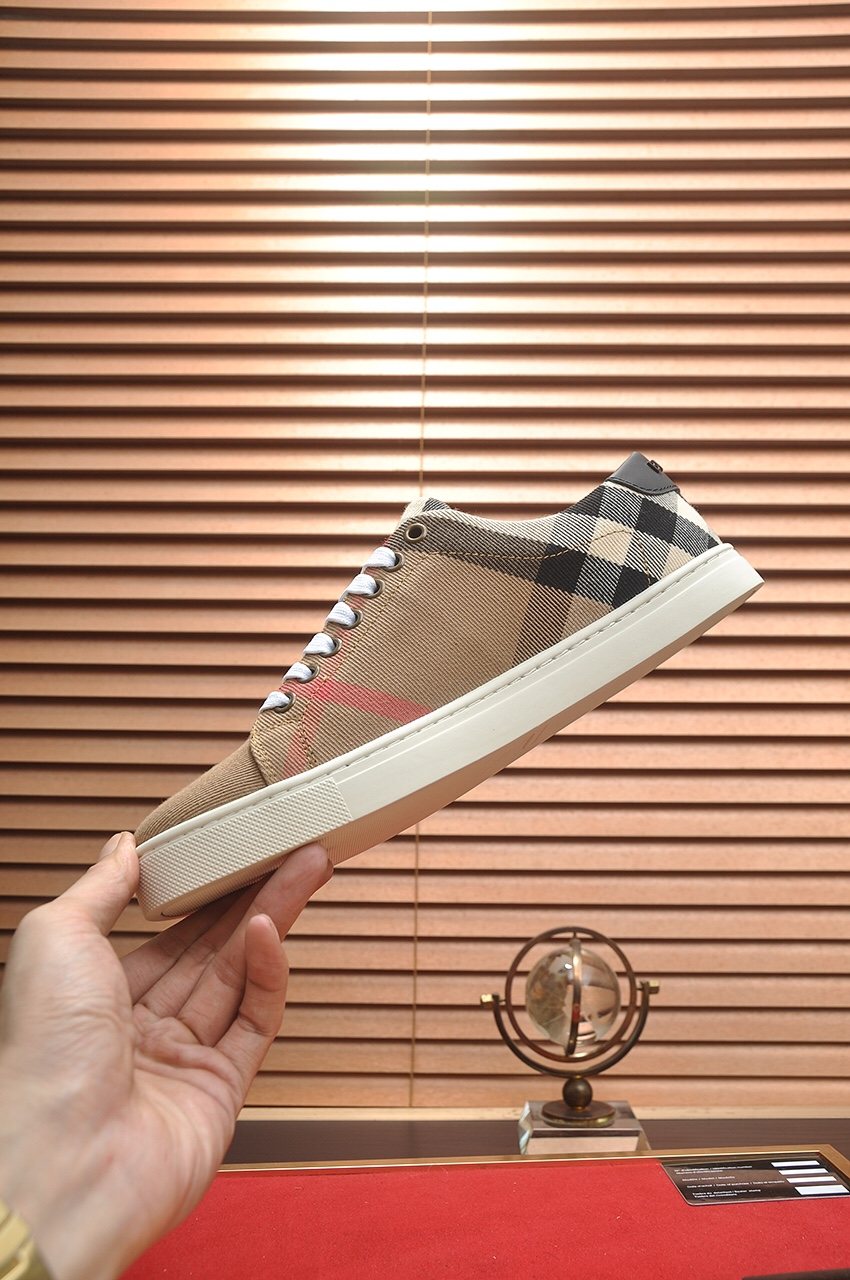 Burberry Check Panel Low-Top Sneakers - White Laces And White Sole