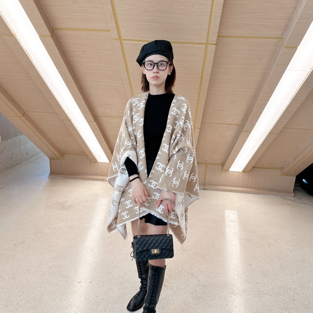 Chanel Fringed Monogram Shawl