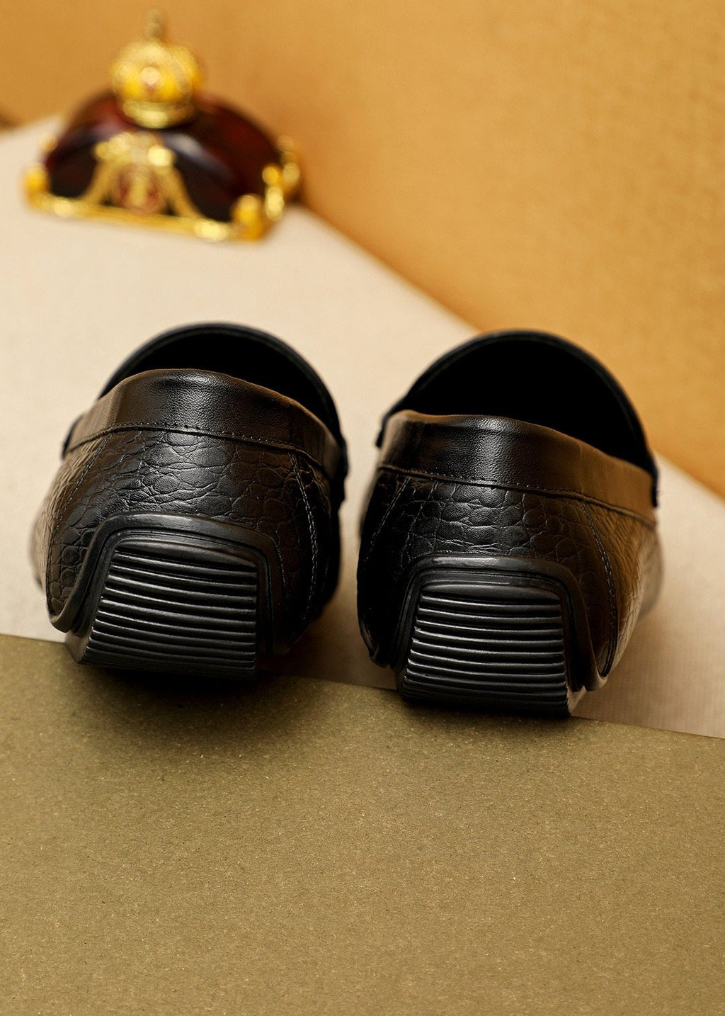 Bottega Veneta Men's Black Textured Loafers