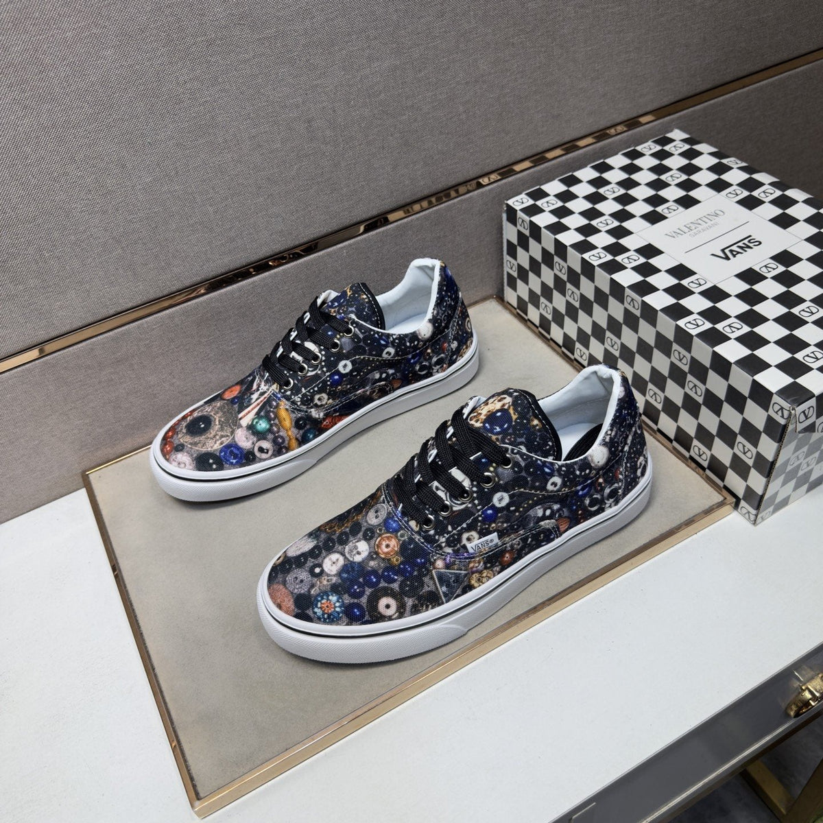 Vans Black Floral Print Low-Top Sneakers