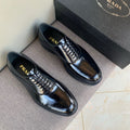 Prada Black Brogue Lace-Up Dress Shoes - Cowhide Lining