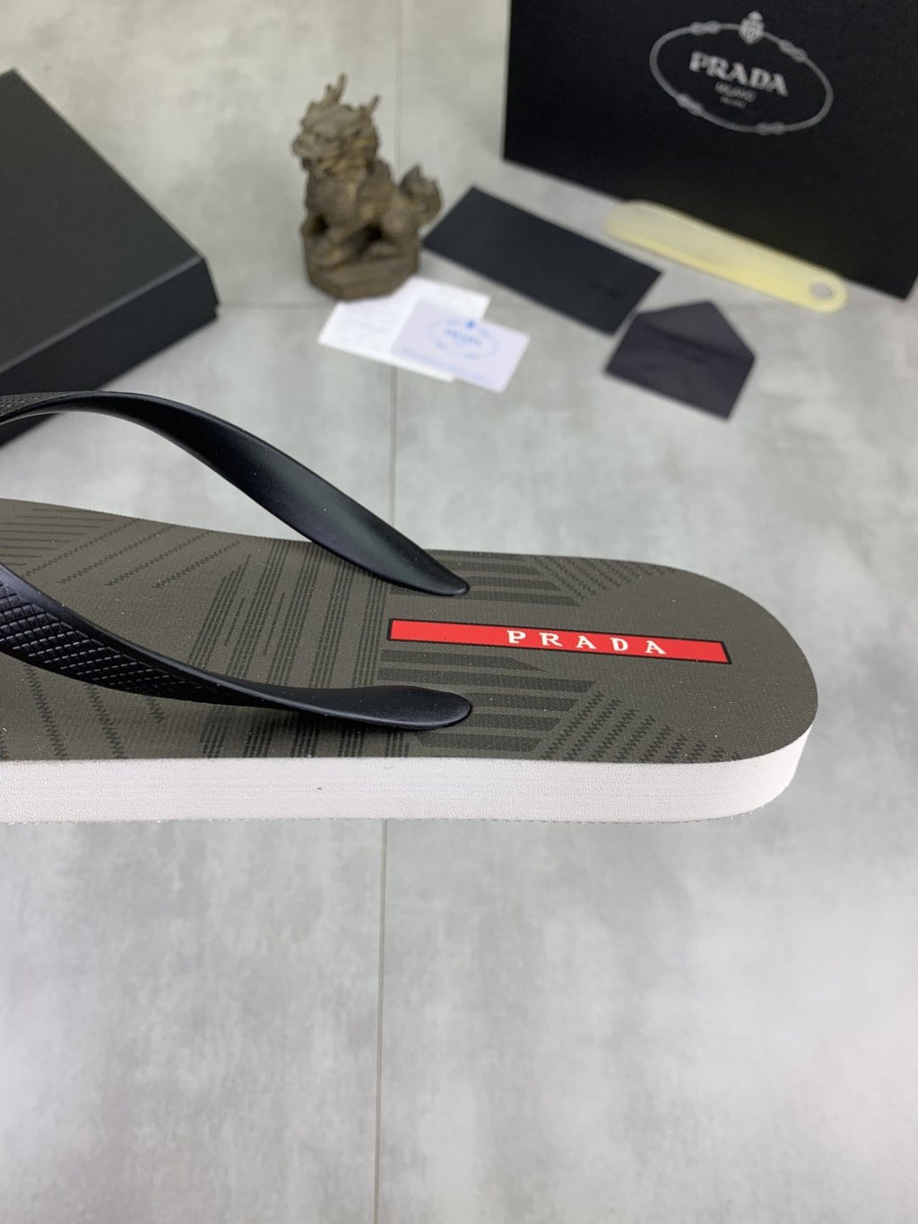 Prada Gray and Black Flip-Flops