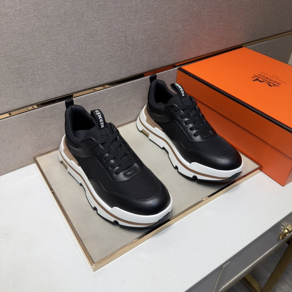 Hermès Men's Panel Lace-Up Casual Sneakers