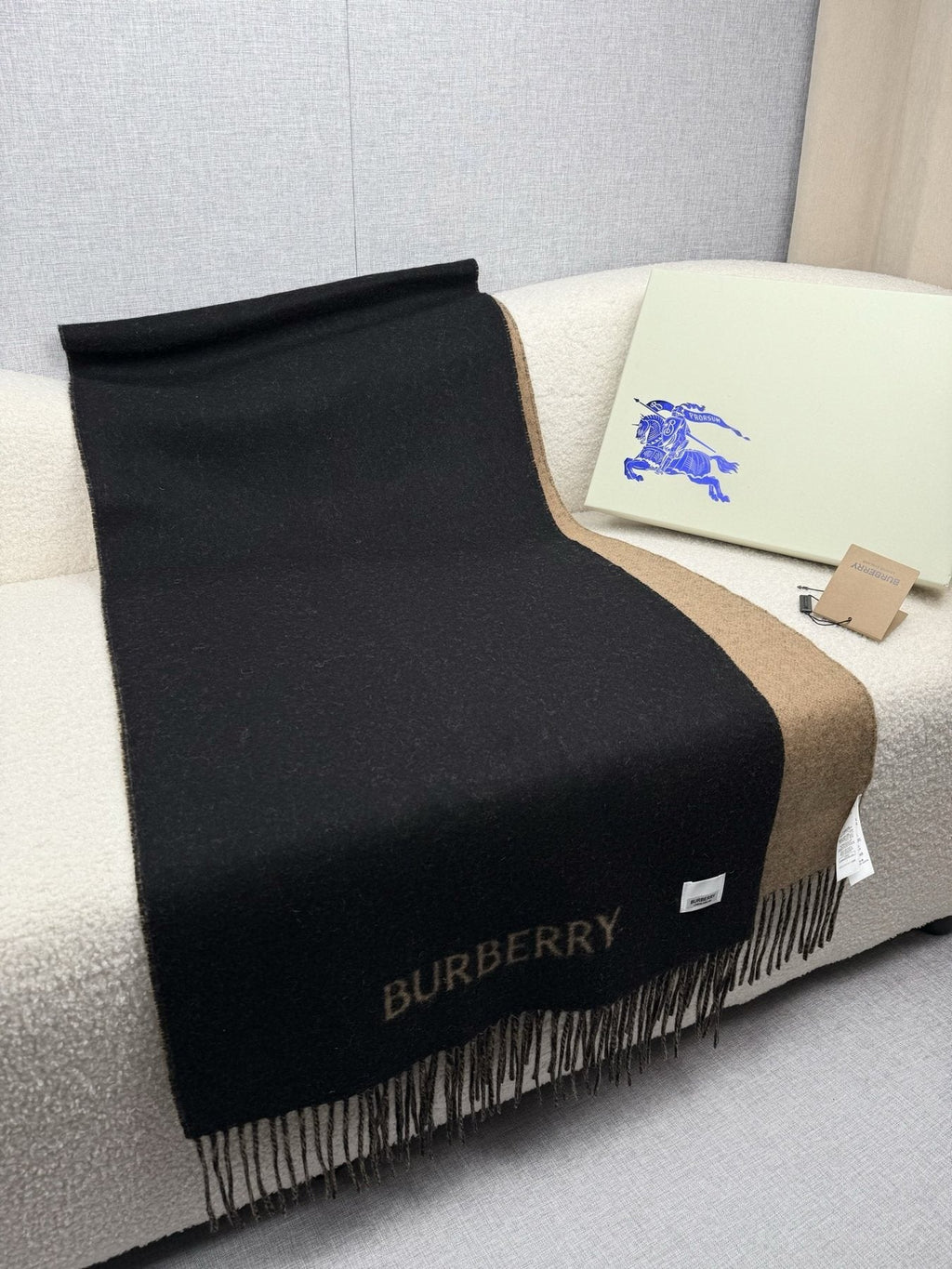 Burberry Reversible Fringed Equestrian Scarf