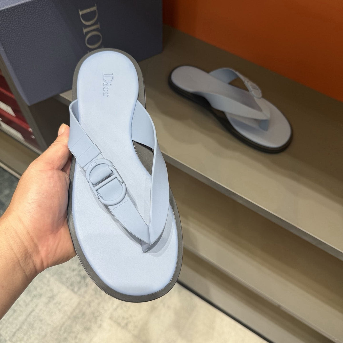 Dior Thong Sandals with Circular Strap Accent