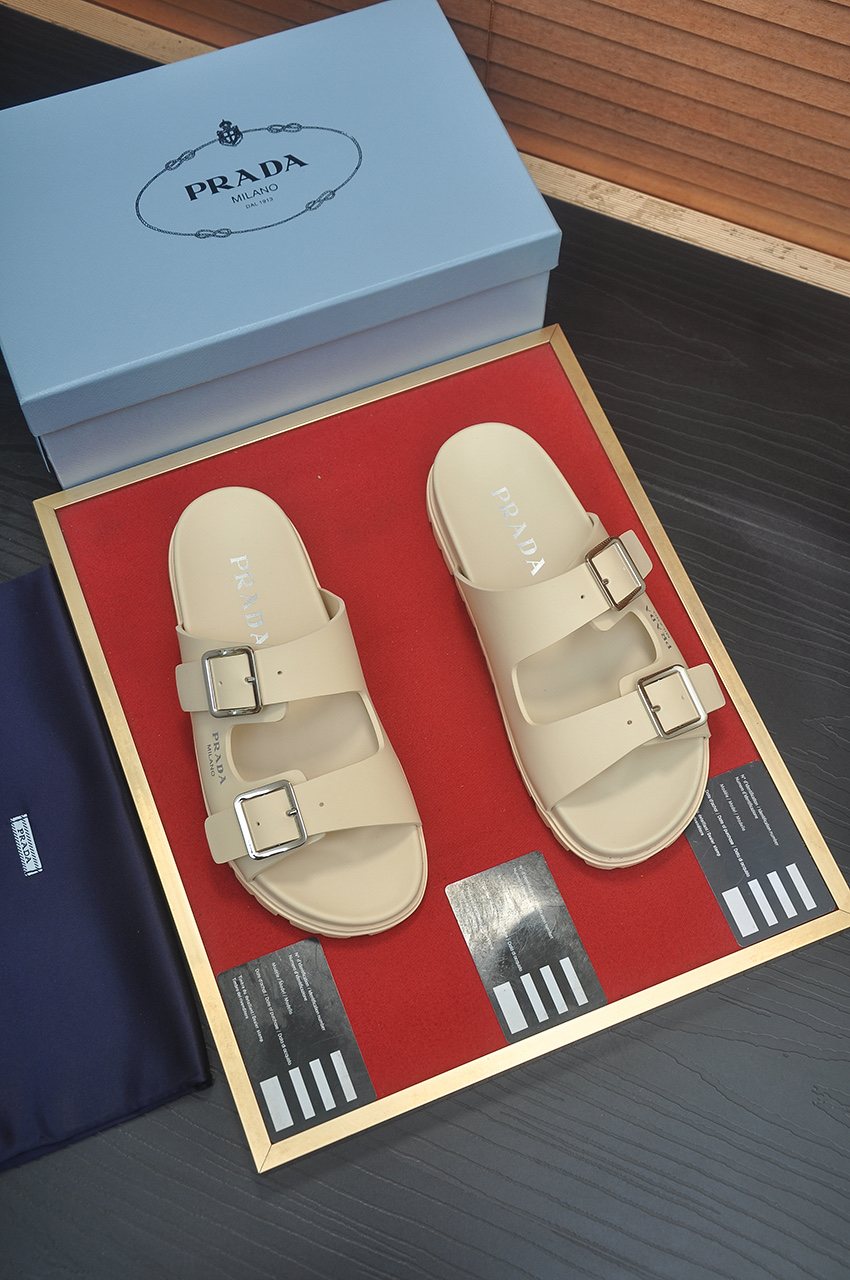 Prada Double-Buckle Slide Sandals