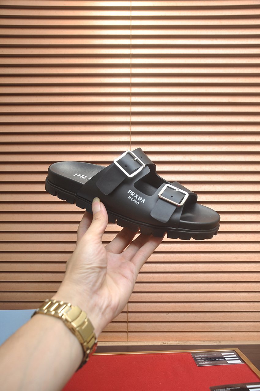 Prada Double-Buckle Slide Sandals