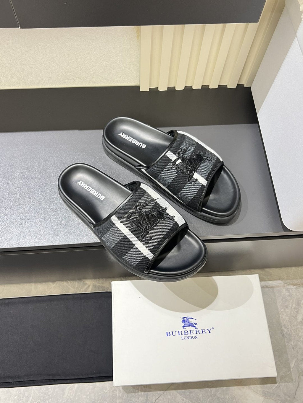 Burberry Plaid Slide Sandals