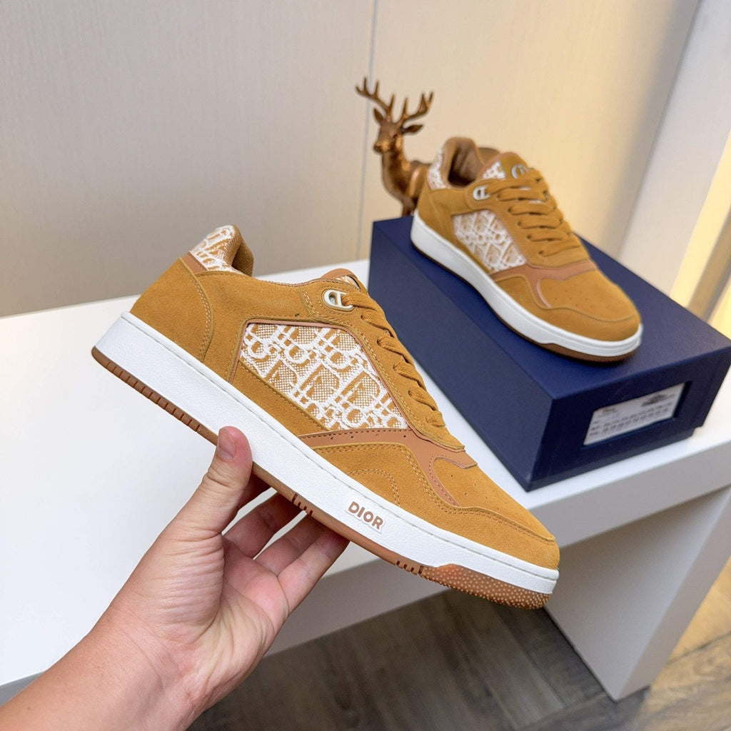 Dior Patterned Panel Low-Top Sneakers - Contrast Trim