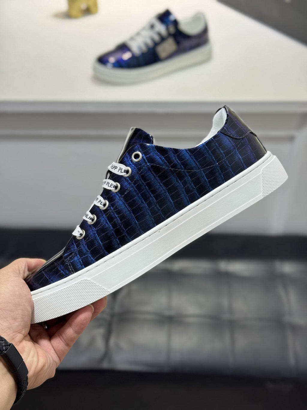 Philipp Plein Men's Textured Low-Top Sneakers - Textured Patterned Upper