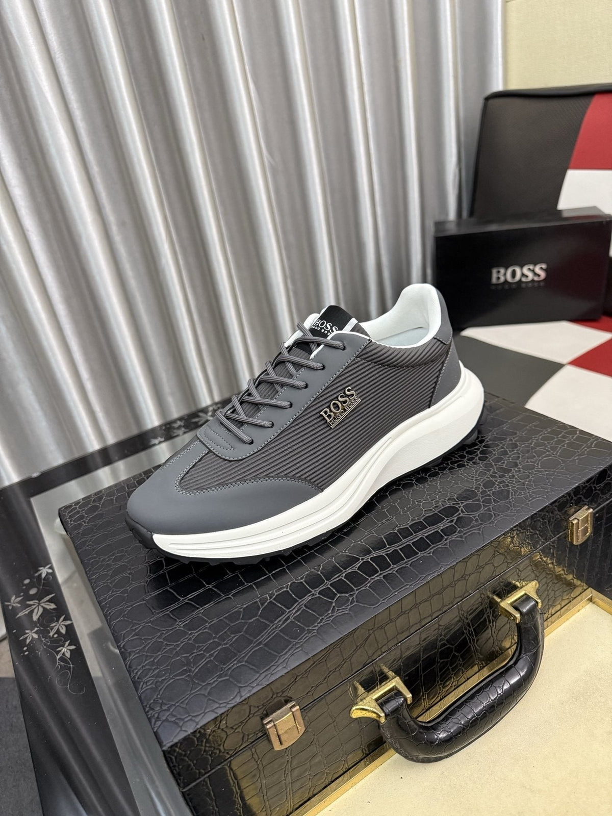 BOSS Men's Mesh-Panel Low-Top Sneakers