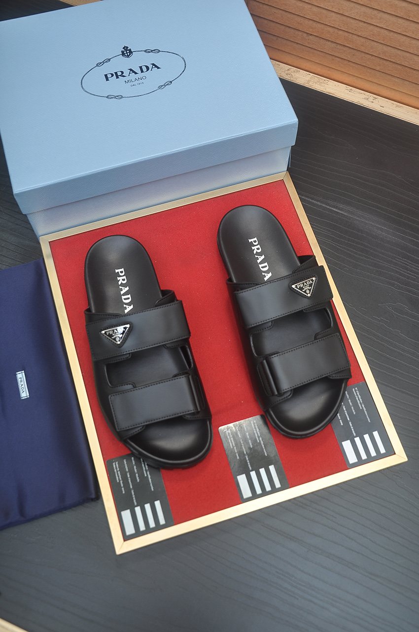 Prada Two-Strap Lug Sole Slide Sandals