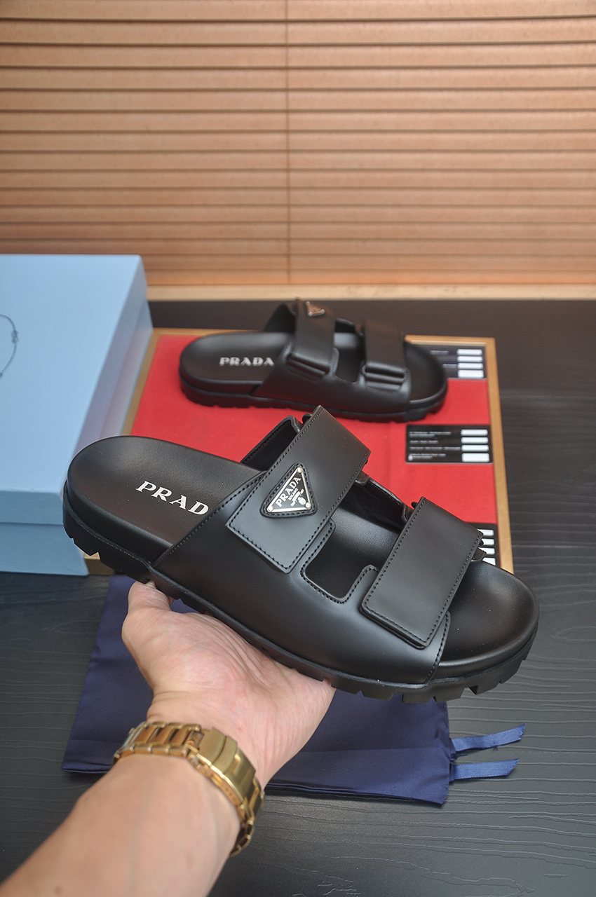 Prada Two-Strap Lug Sole Slide Sandals