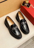 Ferragamo Black Metal-Hardware Loafers