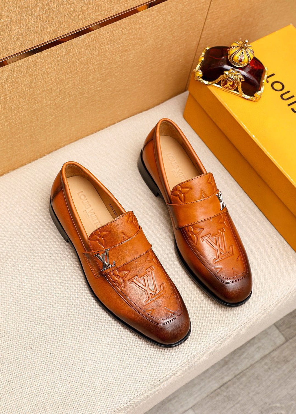 Louis Vuitton Men's Embossed Leather Loafers