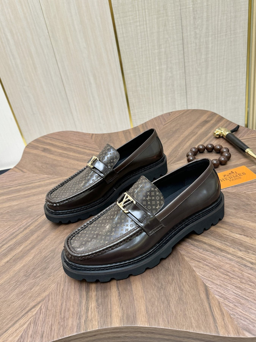 Louis Vuitton Men's Patterned Hardware Loafers