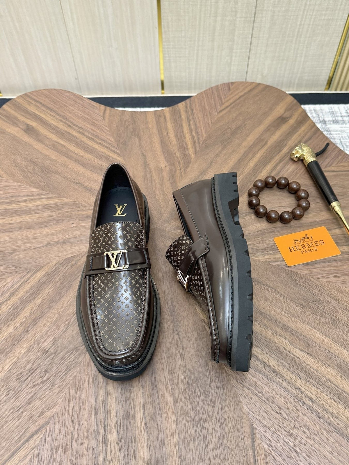 Louis Vuitton Men's Patterned Hardware Loafers