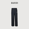 Gucci GUC Monogram Script Print Diagonal Twill Trousers