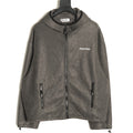 Miu Miu Logo-Embroidered Trim Fleece Hooded Jacket - Charcoal
